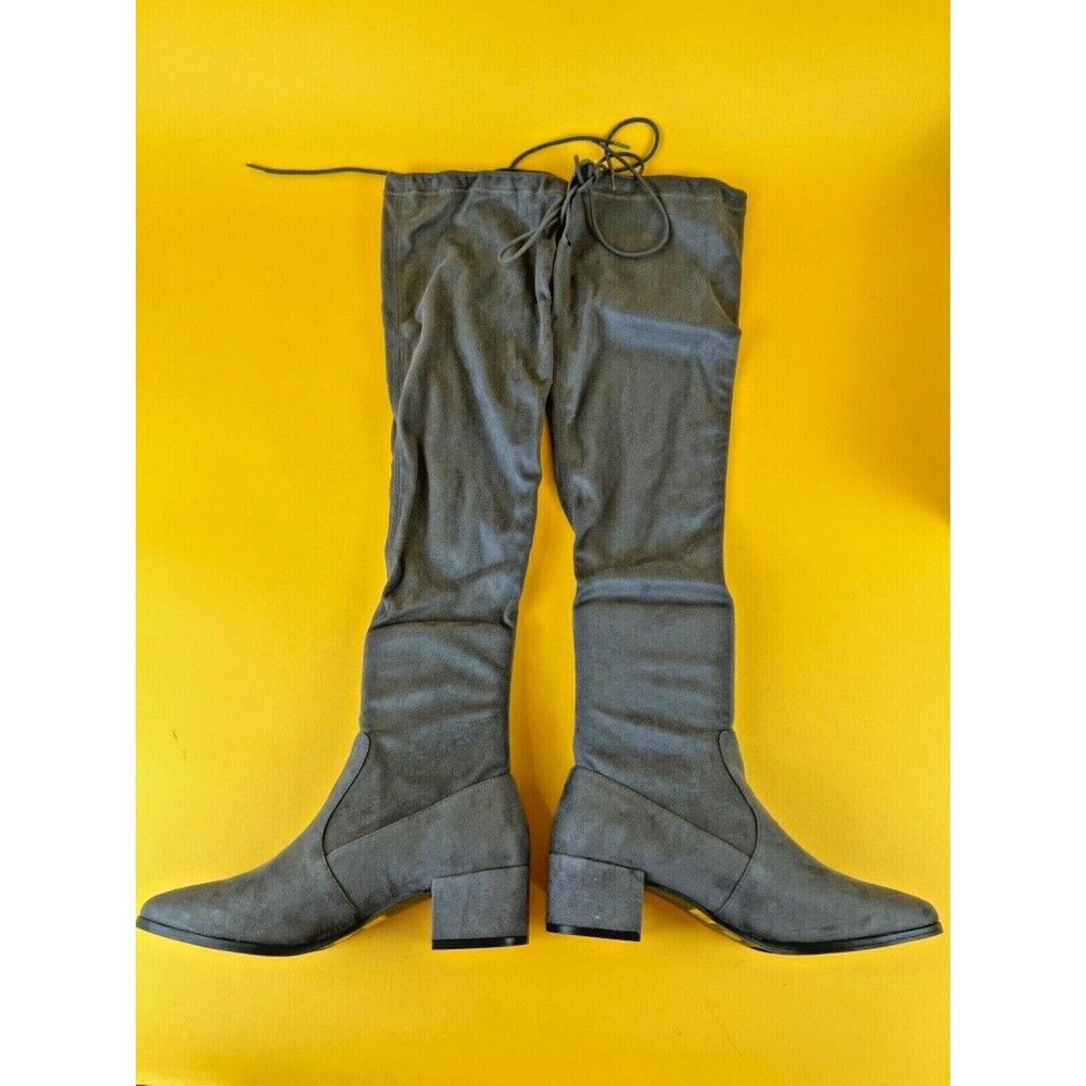 Chinese Laundry Mystical Over The Knee Boots Womens 7 M Grey Suedette Shoes NWB
